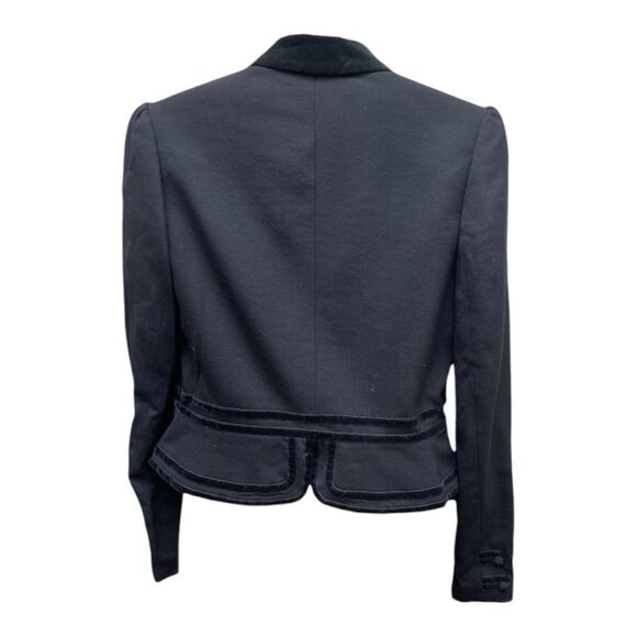 Vintage Ralph Lauren Black Velvet Trim Blazer Sz 6 Cropped Equestrian Academia - Picture 7 of 7